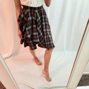 From South Korea Asymmetrical Plaid Skirt in Black and Brown Fashion a line